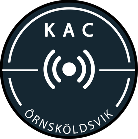 Logotype mörkblå rund symbol med vit text 